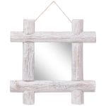 Miroir à bûches Blanc 50x50 cm Bois de récupération massif