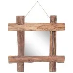 Miroir à bûches Naturel 50x50 cm Bois de récupération massif