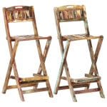 Chaises de bar pliables 2 pcs Bois massif de récupération
