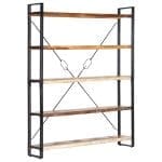 Bibliothèque 5 niveaux 140x30x180cm Bois solide de récupération