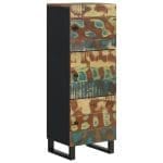Buffet haut et tiroir 60x33x100 cm bois massif récupération/fer