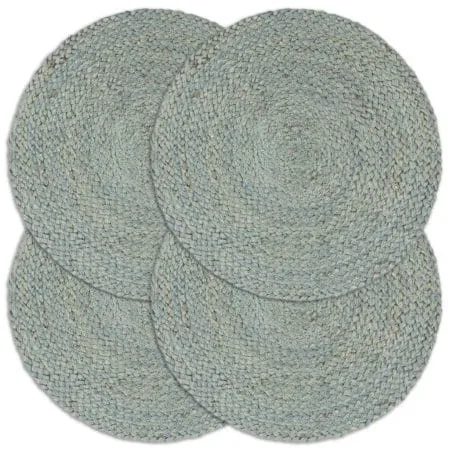 Napperons 4 pcs Vert olive Plain 38 cm Rond Jute