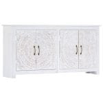 Buffet fait à la main Blanc 140x30x70 cm Bois d'acacia massif