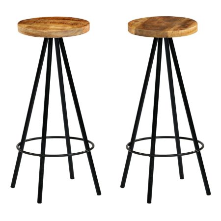 Chaises de bar lot de 2 bois de manguier solide