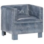 Chaise cabriolet Gris cuir véritable