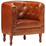 Chaise cabriolet marron cuir véritable