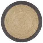 Tapis fait à la main Jute avec bord gris foncé 240 cm