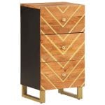 Armoire latérale marron et noir 40x33,5x75 cm bois de manguier