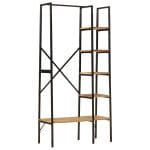 Porte-vêtements et étagères 90x40x190cm bois de manguier et fer
