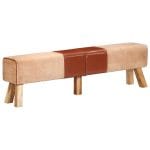 Banc de gymnastique marron 160 cm cuir véritable et toile
