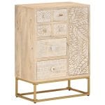 Buffet noir 55x30x76 cm bois massif de manguier et fer