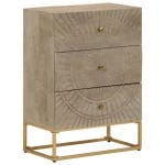 Commode 55x30x76 cm bois massif de manguier et fer