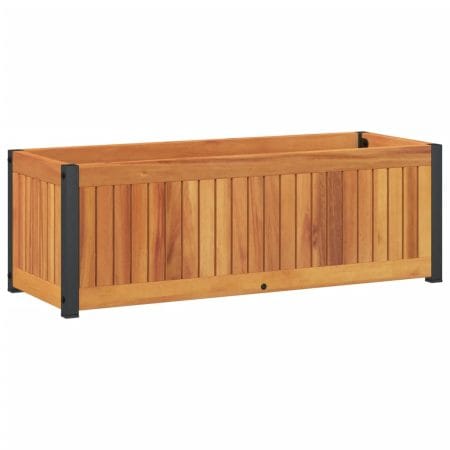 Jardinière 80x30x27,5 cm bois massif d'acacia et acier