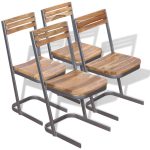 Chaises à manger lot de 4 bois de teck massif