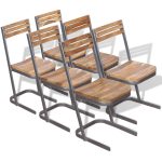 Chaises à manger lot de 6 bois de teck massif