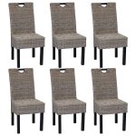 Chaises à manger lot de 6 rotin Kubu bois de manguier