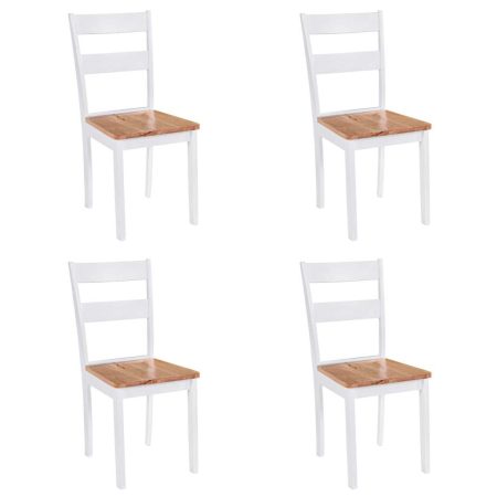 Chaises à manger lot de 4 blanc bois d'hévéa massif