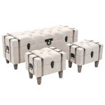 Ensemble de bancs de rangement 3 pcs Bois massif et acier