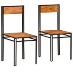 Chaises à manger lot de 2 bois d'acacia solide