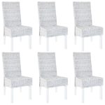 Chaise à manger lot de 6 rotin Kubu et bois de manguier