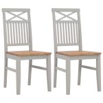 Chaises à manger lot de 2 gris bois de chêne solide