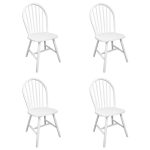 Chaises à manger lot de 4 blanc bois d'hévéa solide