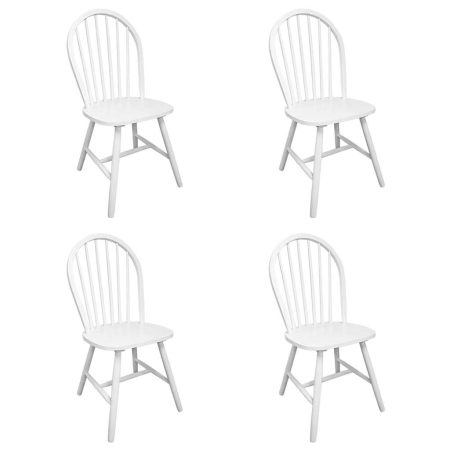 Chaises à manger lot de 4 blanc bois d'hévéa solide