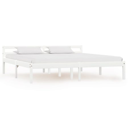 Cadre de lit sans matelas blanc bois de pin massif 160x200 cm