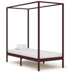 Cadre de lit à baldaquin sans matelas bois massif 90x200 cm