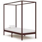 Cadre de lit à baldaquin sans matelas bois massif 100x200 cm