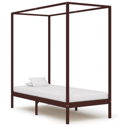 Cadre de lit à baldaquin sans matelas bois massif 100x200 cm