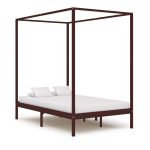 Cadre de lit à baldaquin sans matelas bois massif 120x200 cm