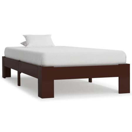 Cadre de lit sans matelas marron foncé bois pin massif 90x200cm