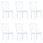Chaises à manger lot de 6 blanc bois d'hévéa massif