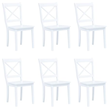 Chaises à manger lot de 6 blanc bois d'hévéa massif