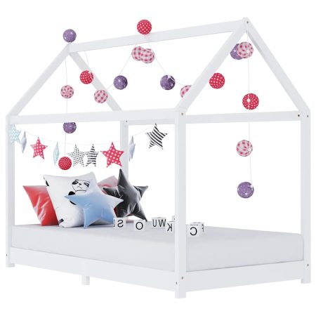 Cadre de lit d'enfant Blanc Bois de pin massif 90 x 200 cm