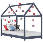 Cadre de lit d'enfant Gris Bois de pin massif 90 x 200 cm