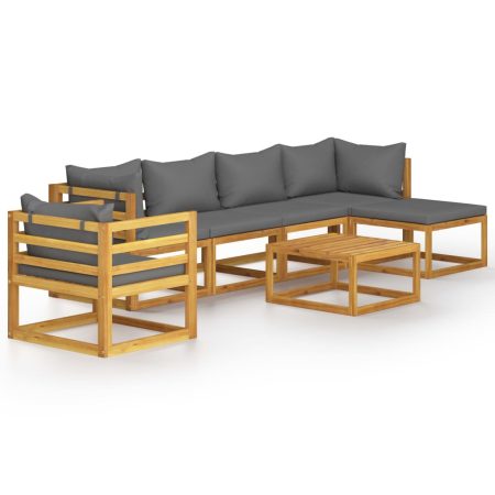 Salon de jardin 7 pcs avec coussin Bois d'acacia solide