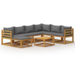 Salon de jardin 8 pcs avec coussin Bois d'acacia solide