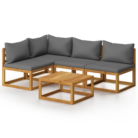 Accueil 34 Salon de jardin 5 pcs avec coussin Bois d'acacia solide