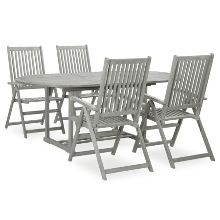Ensemble de salle à manger de jardin 5 pièces (150-200) x 100 cm en bois d'acacia massif gris