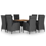 Ensemble à manger de jardin 9 pcs Résine tressée et acacia Noir