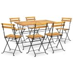 Ensemble à manger d'extérieur pliable 7pcs Bois d'acacia solide
