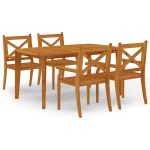 Ensemble à manger de jardin 5 pcs Bois d'acacia solide