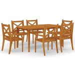 Ensemble à manger de jardin 7 pcs Bois d'acacia solide