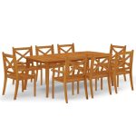 Ensemble à manger de jardin 9 pcs Bois d'acacia solide