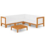 Salon de jardin 6 pcs avec coussins Bois d'acacia solide