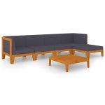 Salon de jardin 6 pcs avec coussins Bois d'acacia solide