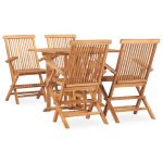Ensemble à manger d'extérieur pliable 5 pcs Bois solide de teck