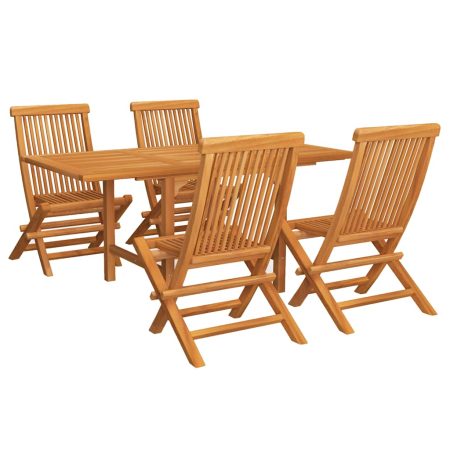 Accueil 32 Ensemble à manger de jardin 5 pcs Bois de teck massif